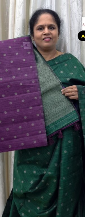 Magenta With Green Banarasi Cotton Saree | ASF796