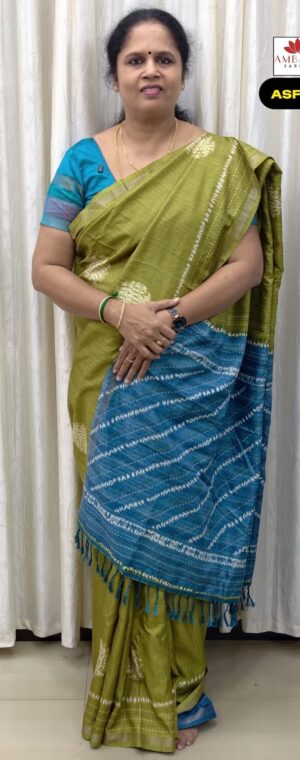 Olive Green Color Semi Tussar Saree | ASF734