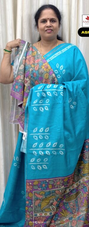 Sky Blue Color Printed Semi Tussar Saree | ASF730