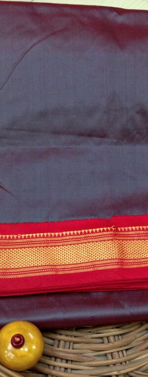 Dark Wine With Red Border Silk Mixed 9 Yards Saree | ASF709