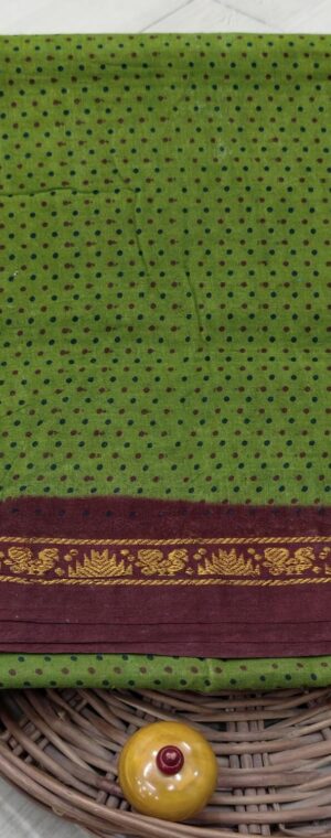 Green Color 9 Yards Sungudi Cotton Saree | ASF700