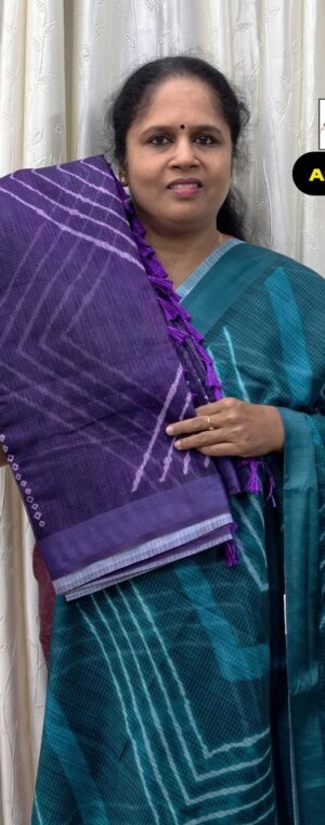 Purple Soft Cotton Saree with Geometrical Patterns | ASF910