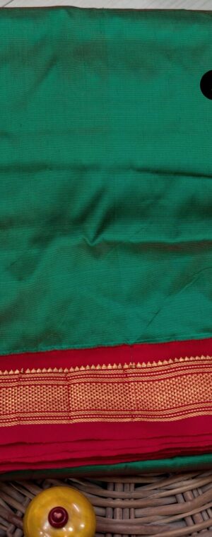 Green With Red Border Silk Mixed 9 Yards Sarees | ASF710