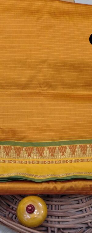 Yellow Color Striped 9 Yards Silk Mixed Saree | ASF713