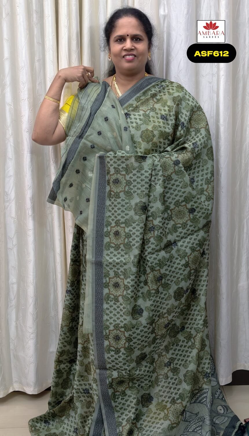 Light Green Semi Chanderi Cotton Saree | ASF612