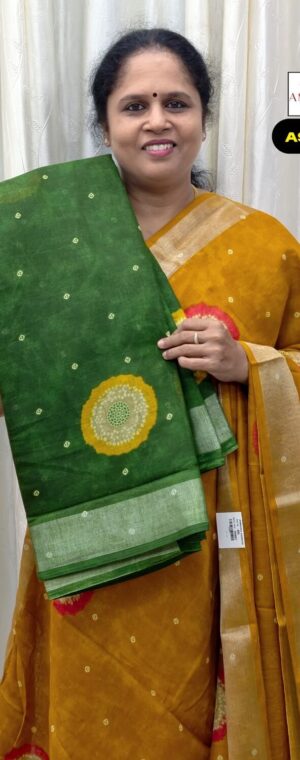 Bottle Green Color Linen Cotton Saree | ASF760