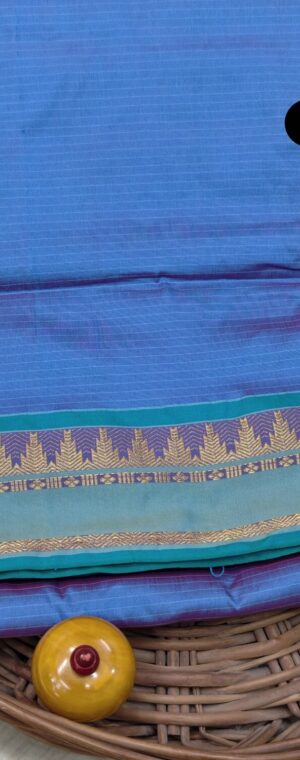 Sky Blue Color Striped 9 Yards Silk Mixed Saree | ASF715