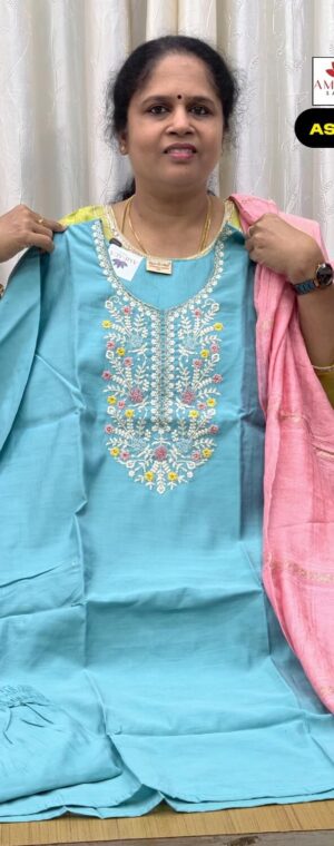 Sky Blue Color Soft Cotton Kurti Set With Dupatta | ASF851