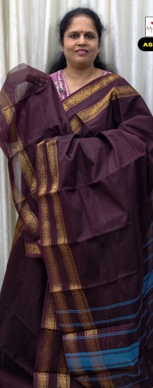 Coffee Brown Color Chettinad Cotton Saree | ASF629