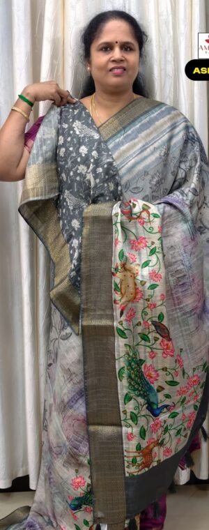 Light Green Color Crushed Semi Tussar Saree | ASF885