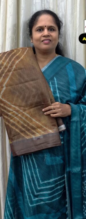 Light Brown Soft Cotton Saree with Geometrical Patterns | ASF904