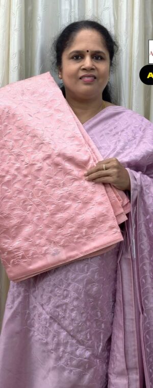 Light Pink Color Embroidery Semi Tussar Saree | ASF861
