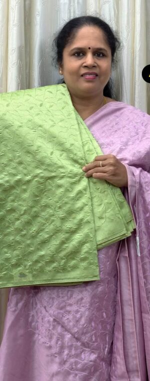 Pista Green Color Embroidery Semi Tussar Saree | ASF862
