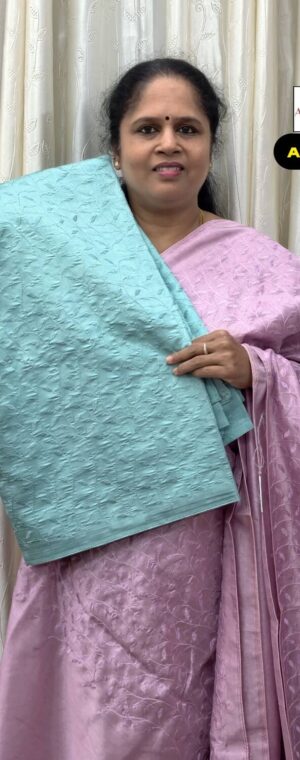 Light Sky Blue Color Embroidery Semi Tussar Saree | ASF860
