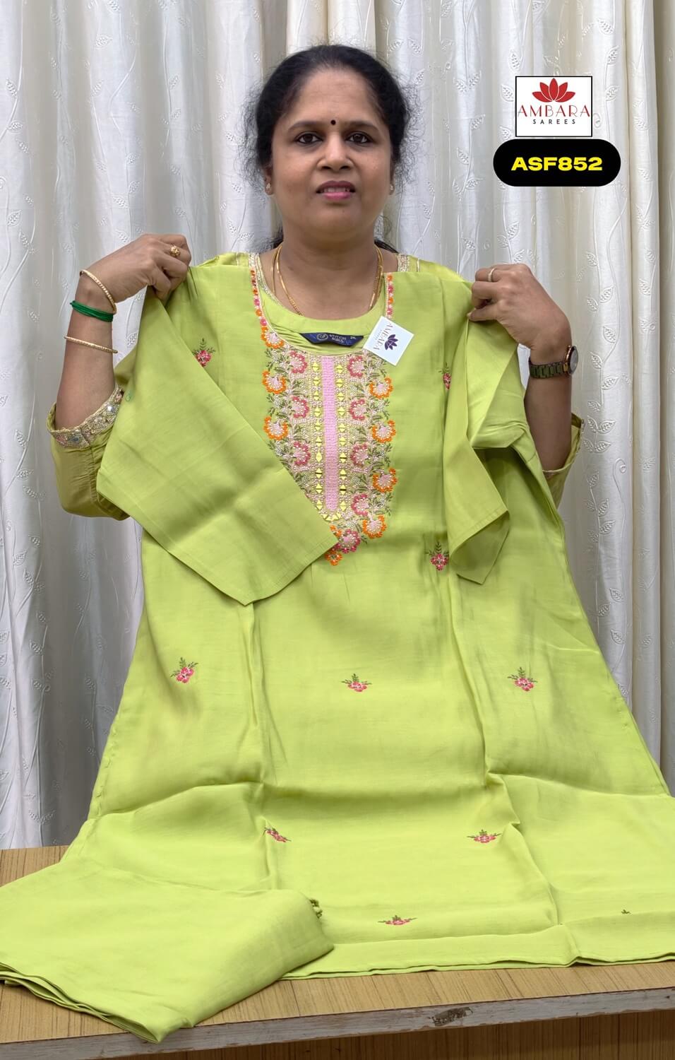 Light Green Color Rayon Mixed Kurti Set | ASF852