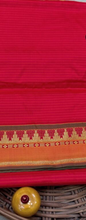 Red Color Striped 9 Yards Silk Mixed Saree | ASF712