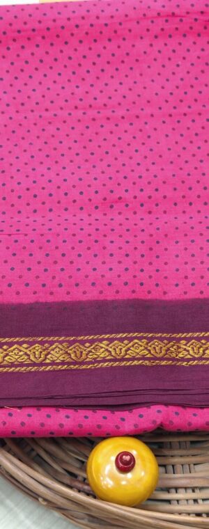 Pink Color 9 Yards Sungudi Cotton Saree | ASF699