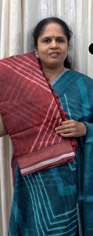Maroon Soft Cotton Saree with Geometrical Patterns | ASF905