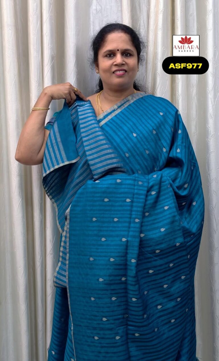 Sea Blue Handloom Matka Silk Saree with Butta Motifs | ASF977