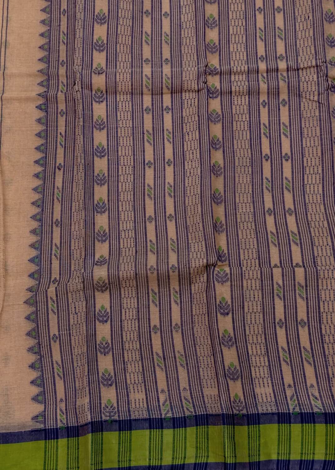 Light Beige Color Printed Bengal Cotton Saree | ASG104 - Image 2