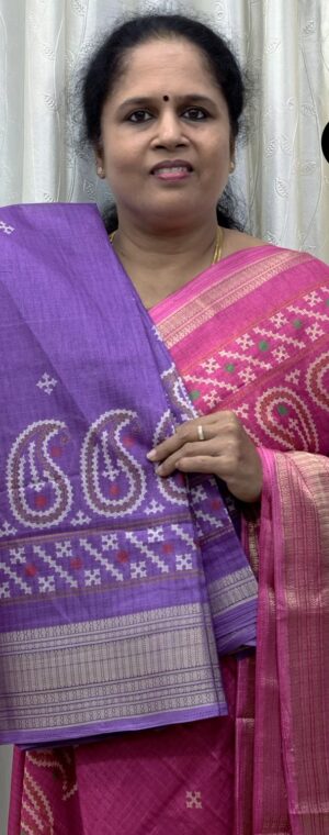 Purple Color Bandhini Printed Semi Crepe Saree | ASG55