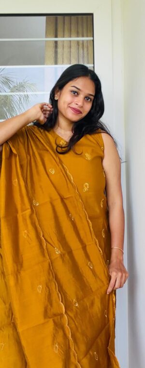 Mustard Yellow Color Embroidery Kurta Set | ASG66