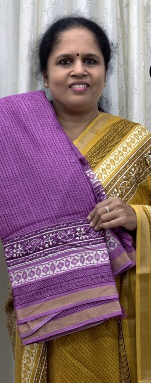Purple Soft Cotton Saree with Scattered Small Prints | ASG64
