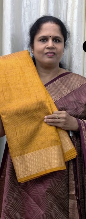 Yellow Semi Tussar Silk Saree with Gold Zari | ASG02