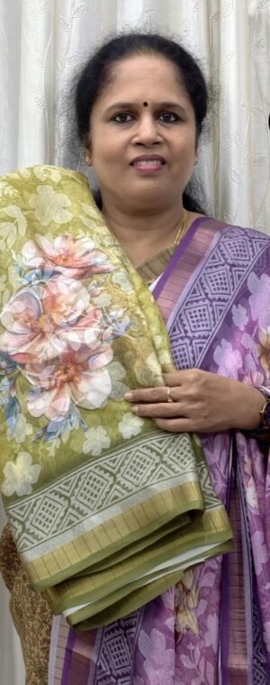 Olive Green Floral Printed Brasso Saree | ASG33