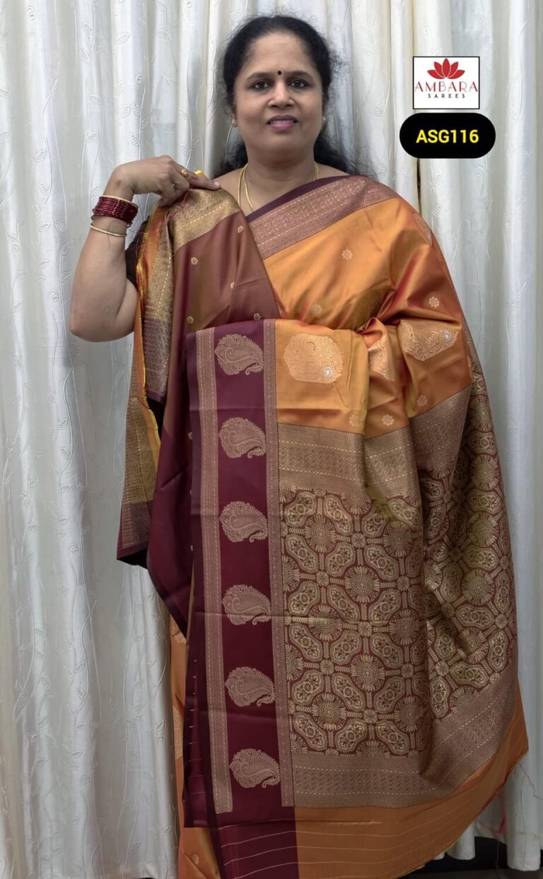 Golden Yellow Semi Silk Saree with Self Zari Border | ASG116