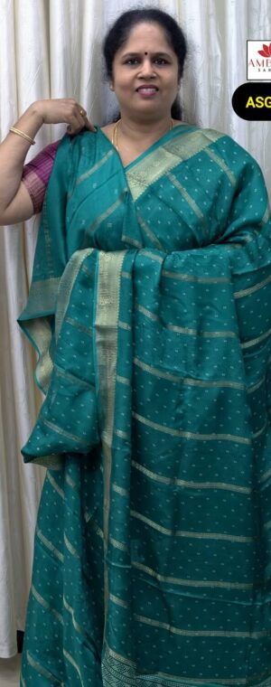 Sea Green Color Bandhini Printed Semi Crepe Saree | ASG142