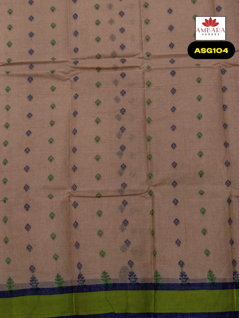 Light Beige Color Printed Bengal Cotton Saree | ASG104