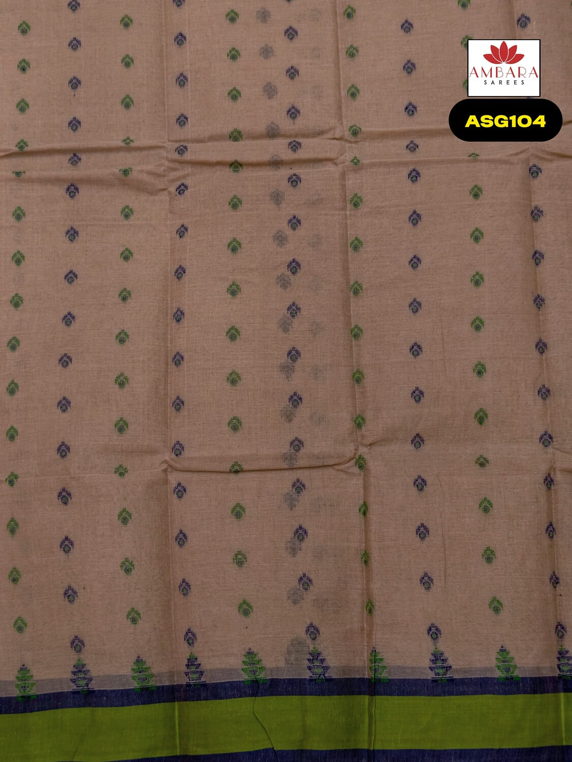 Light Beige Color Printed Bengal Cotton Saree | ASG104