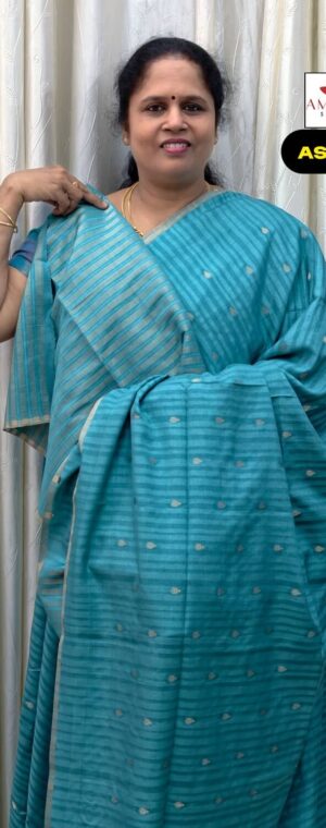 Sky Blue Handloom Matka Silk Saree | ASF979
