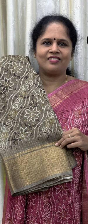 Grey Semi Crepe Saree with Fluid Drape and Soft Sheen | ASG129