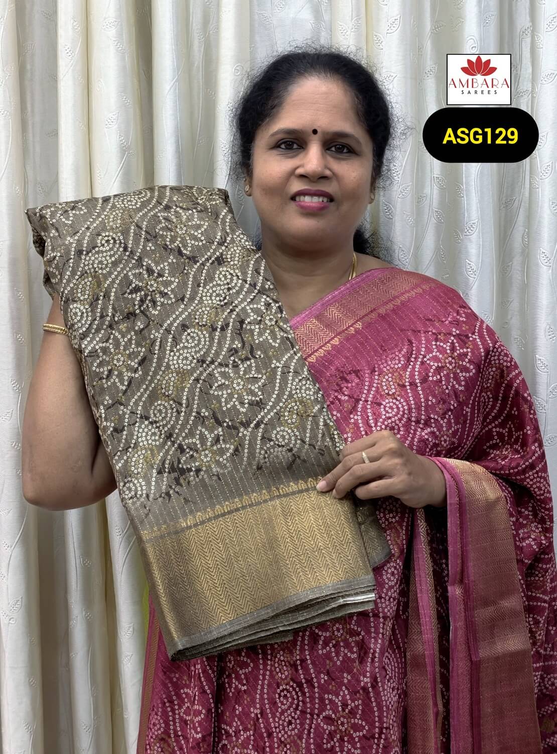 Grey Semi Crepe Saree with Fluid Drape and Soft Sheen | ASG129