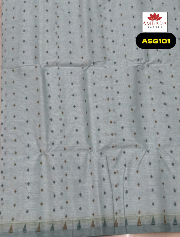 Sky Blue Color Printed Bengal Cotton Saree | ASG101