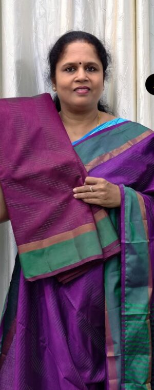 Magenta Color Zigzag Pattern Semi Tussar Saree | ASF991