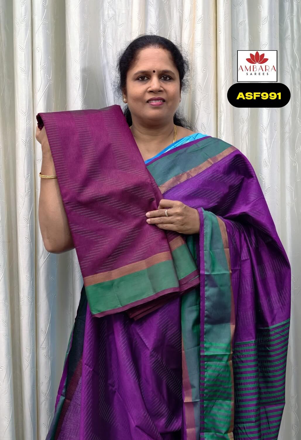 Magenta Color Zigzag Pattern Semi Tussar Saree | ASF991