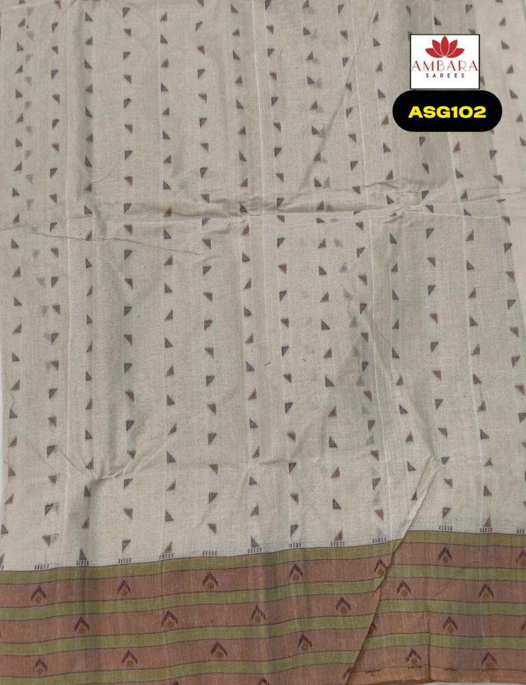 Off-White Color Printed Bengal Cotton Saree | ASG102