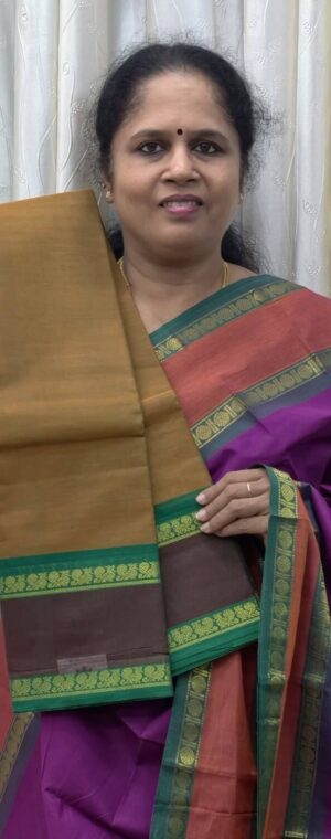 Mustard Gold Chettinad Cotton Saree with Zari Weave | ASG121