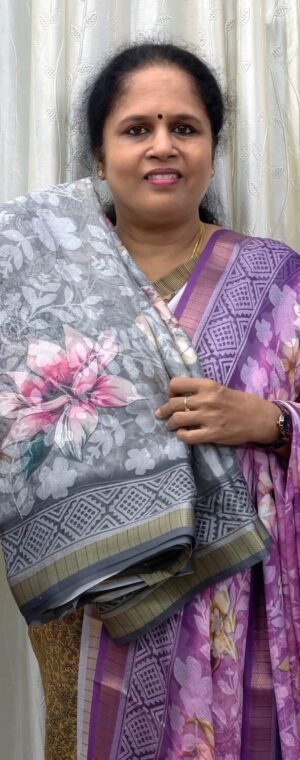Grey Brasso Saree with Idol Motif Prints | ASG34