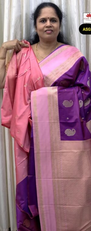Vadamalli Semi Silk Saree with Subtle Shimmer Zari Border | ASG271