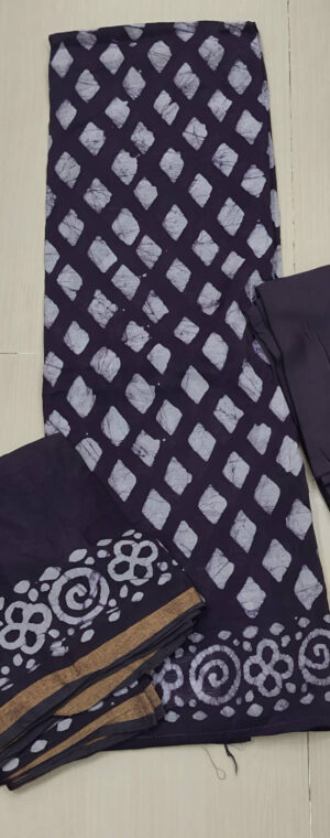 Dark Wine Color Batik Printed Soft Cotton Chudithar Material | ASG400