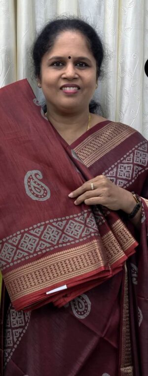 Red Mango Print Semi Crepe Saree with Smooth Texture | ASG158