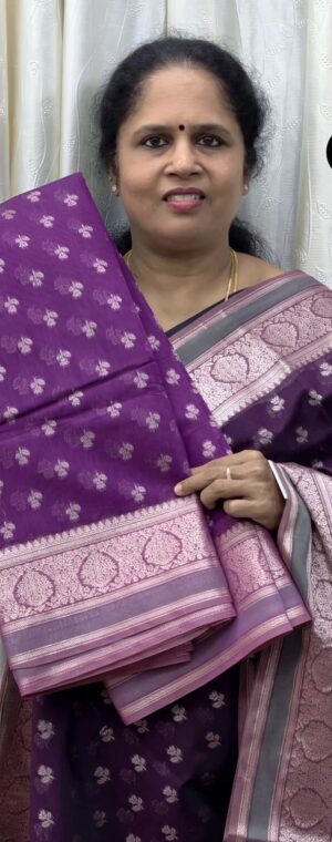 Vadamalli Color Silver Zari Weaved Semi Silk Cotton Saree | ASG339