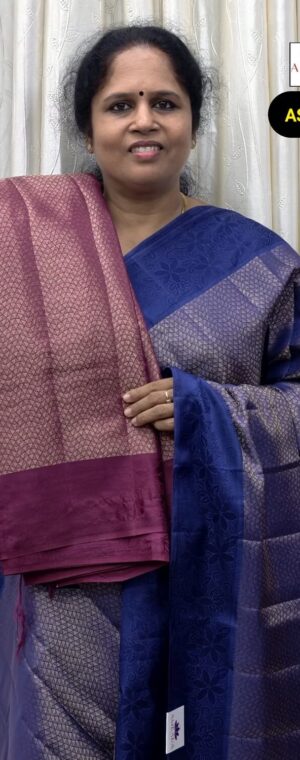 Dark Wine Color Geometrical Design Semi Tussar Saree | ASG243