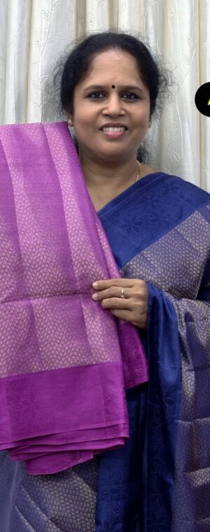 Lavender Color Geometrical Pattern Semi Tussar Saree | ASG246