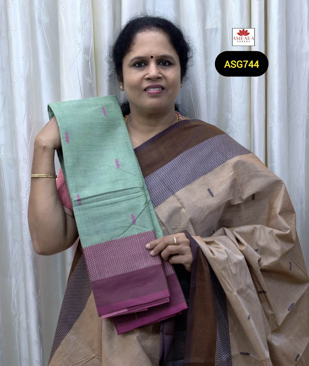 Light Green Color Thread Weaved Pure Handloom Cotton Saree | ASG744