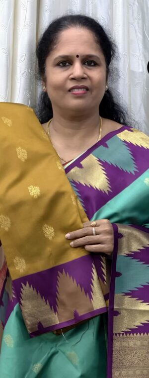 Mustard Semi Silk Saree With Magenta Zari Woven Border | ASG659